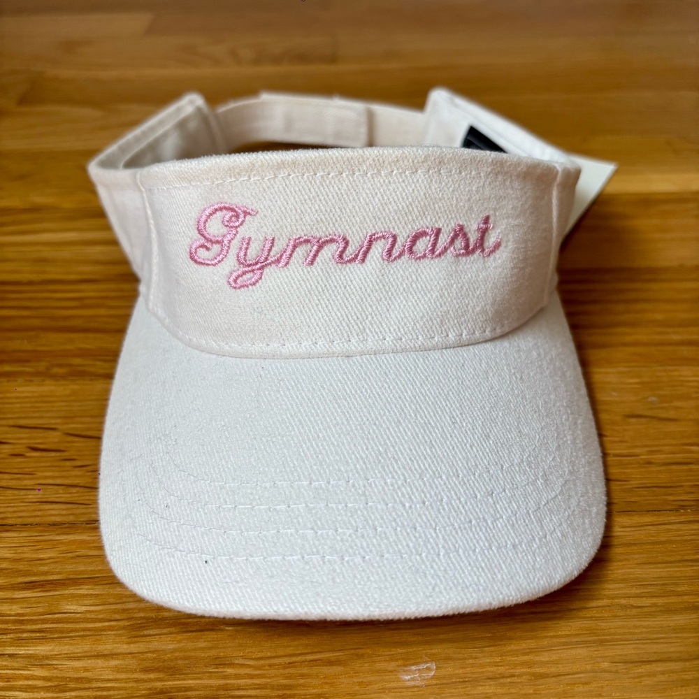 White Visor with Pink Embroidery